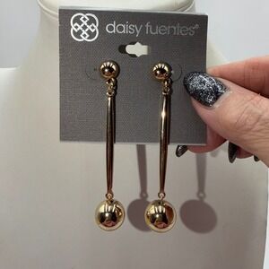 Daisy Fuentes Gold Tone Drop Ball Bar Earrings Fashion Jewelry Women